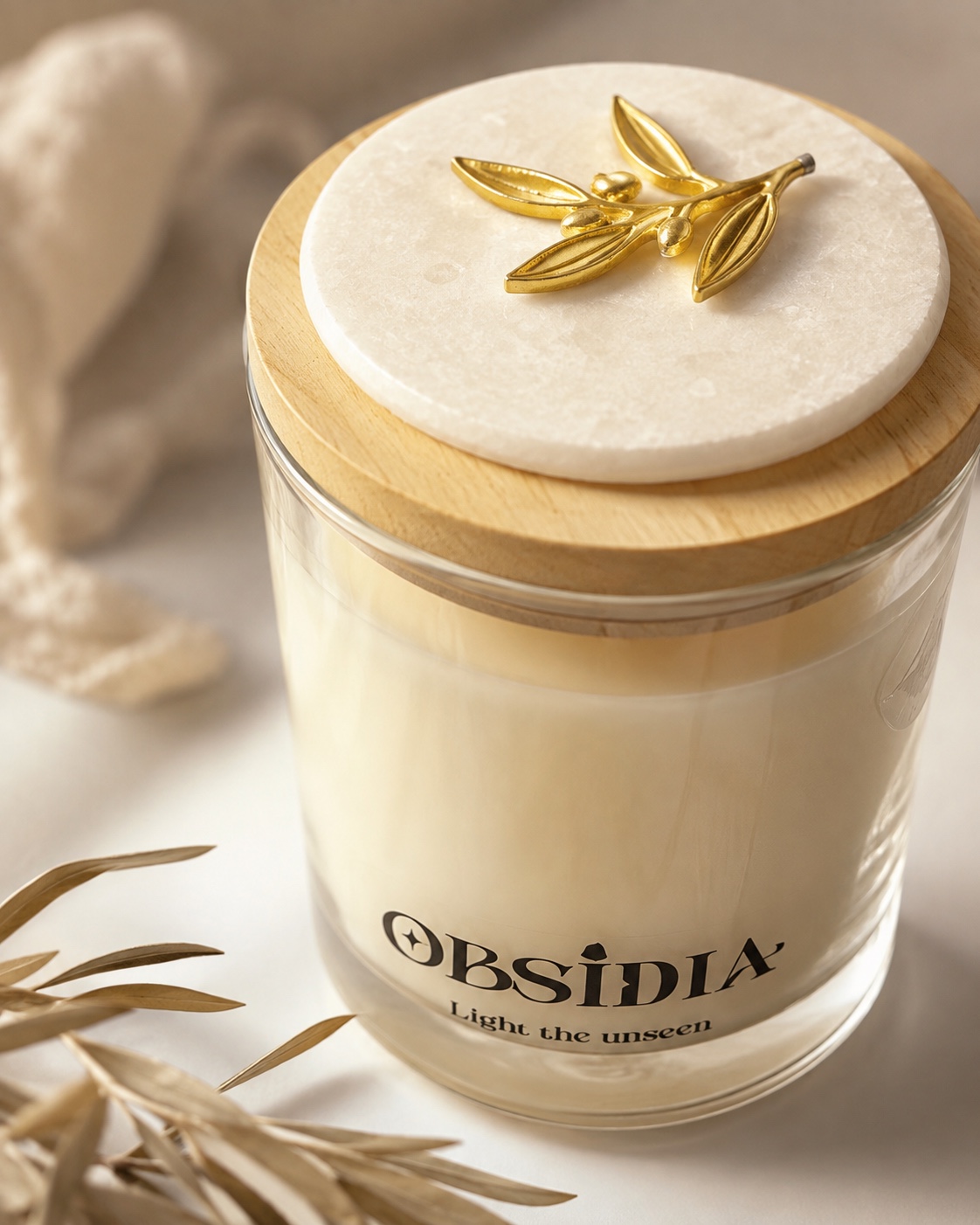 OBSIDIA AUREA με μαρμάρινο καπάκι και χρυσό κλαδί